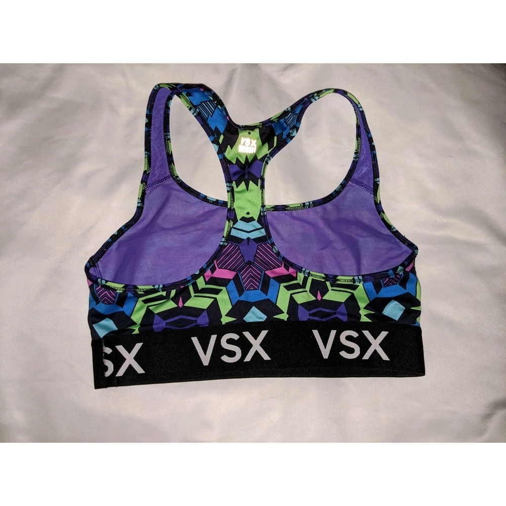 Victoria's Secret Sports Bra Size Medium Multicolor Geometric Logo Band - Picture 2 of 16